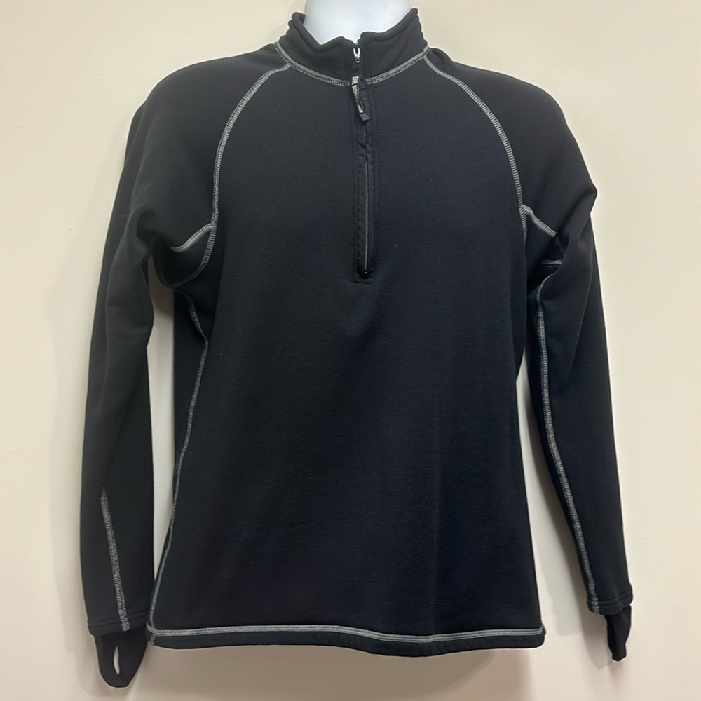 The North Face 1/4 Zip Fleece Lined Stretch Black Pullover Shirt A01 Black Men L